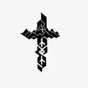 a cross with a mountain in the background with God is greater than highs and lows symbol  tattoo design idea