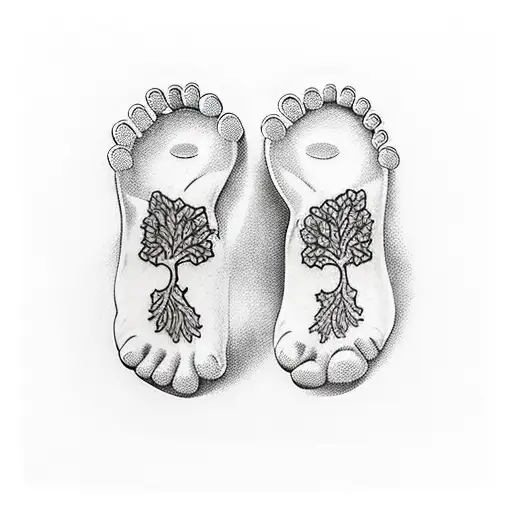 family tree , my kids babie feet  tattoo design idea