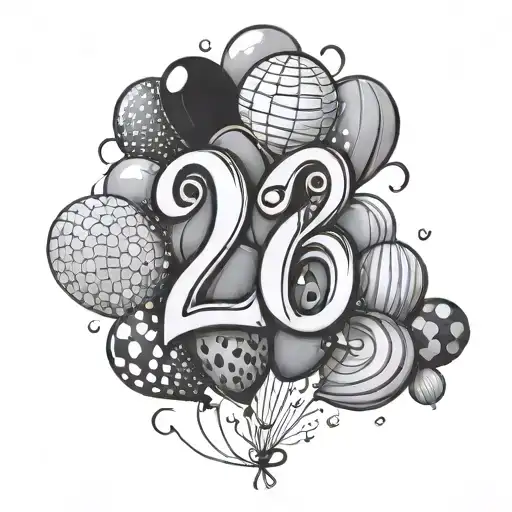 Number 2221 with NF Black baloons tattoo design idea