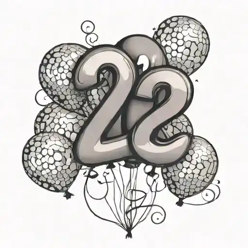 Number 2221 with NF Black balloons floating tattoo design idea