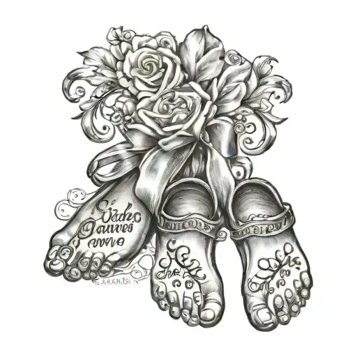 First born daughter name"Sophia Grace" and foot prints and birthdate tattoo design idea