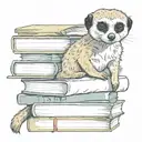 meerkat resting head on stack of books  tattoo design idea