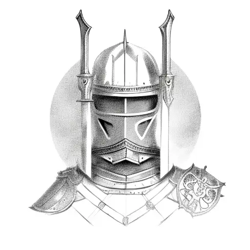 Ángels in armor and sword tattoo design idea