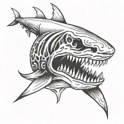 shark skull tattoo design idea