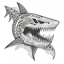 shark skull tattoo design idea