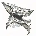 shark skull tattoo design idea