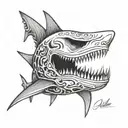 shark skull tattoo design idea