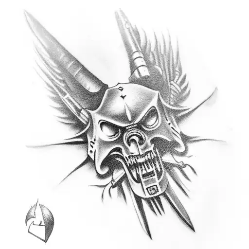 Warhammer 40k battleship in a realistic style tattoo design idea
