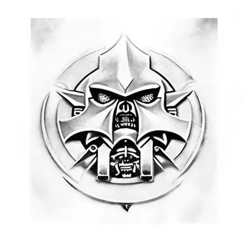 Warhammer 40k battleship in a realistic style tattoo design idea