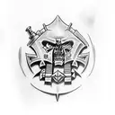 Warhammer 40k battleship in a realistic style tattoo design idea