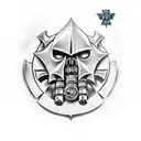 Warhammer 40k battleship in a realistic style tattoo design idea