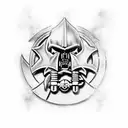 Warhammer 40k battleship in a realistic style tattoo design idea