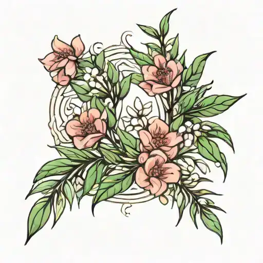 laurel wreath with oleander tattoo design idea