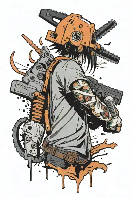 chainsaw man anime tattoo design idea