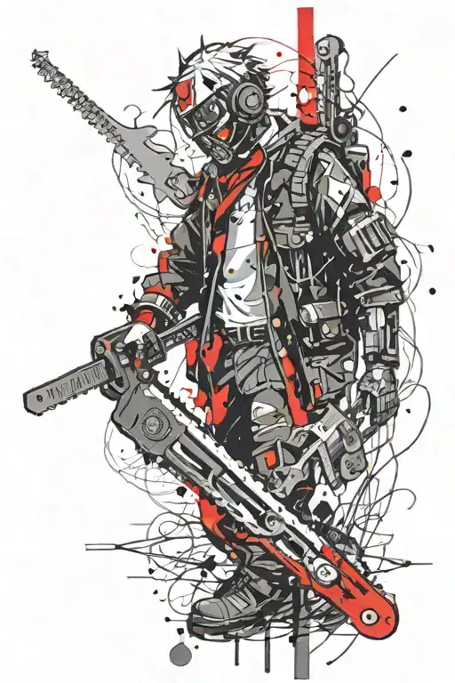 chainsaw man anime character tattoo design idea