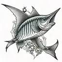 marlin with cherry tattoo design idea