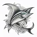 marlin with cherry tattoo design idea