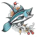 marlin with cherry tattoo design idea