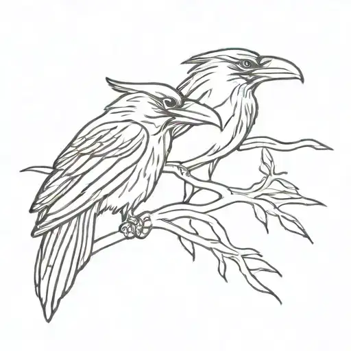 two ravens heads Viking style  tattoo design idea