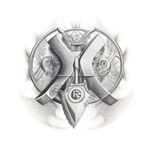 german warrior axe tattoo design idea