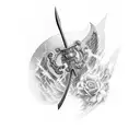 german warrior axe tattoo design idea