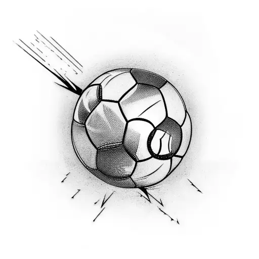 A tattoo of a soccer ball morphing into Zeus' lightning bolt, representing the client's passion for soccer and Greek mythology tattoo design idea