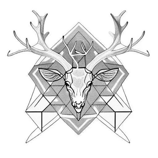 caduceus with deer antlers tattoo design idea