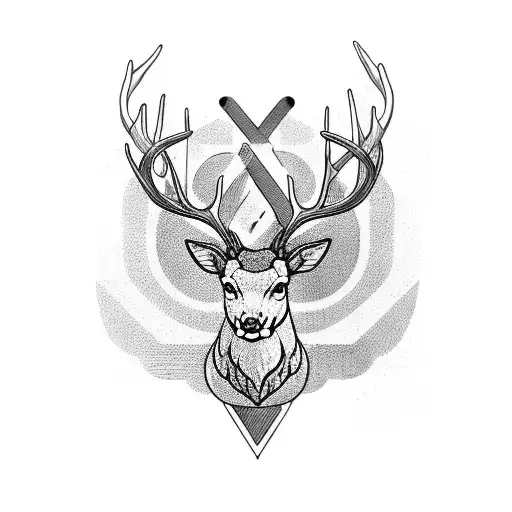 caduceus with deer antlers tattoo design idea