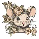 tiny mouse with flower crown  tattoo design idea