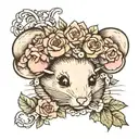 tiny mouse with flower crown  tattoo design idea