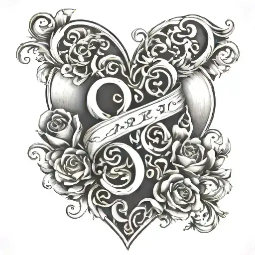 Incorporate the initials of your loved one into a heart design tattoo design idea
