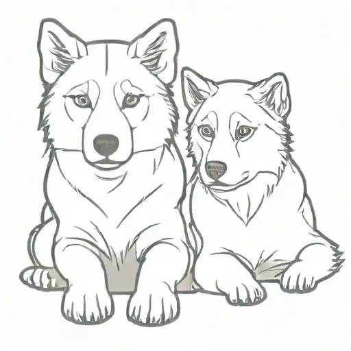 Ayla (husky with german Shepard colouring) and Loki (Great Pyrenees) simple tattoo tattoo design idea
