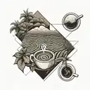 coffee and rice fields tattoo design idea
