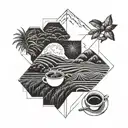 coffee and rice fields tattoo design idea