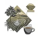 coffee and rice fields tattoo design idea