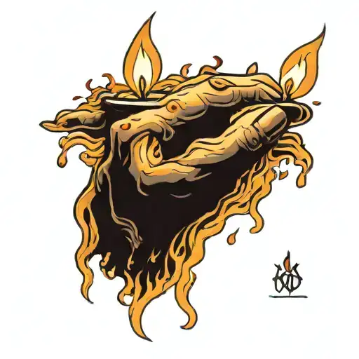2 hands holding up a burning flame (candle)  tattoo design idea