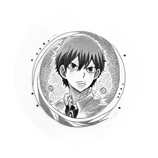 A dotwork tattoo of Kageyama Tobio from Haikyuu performing a perfect toss tattoo design idea