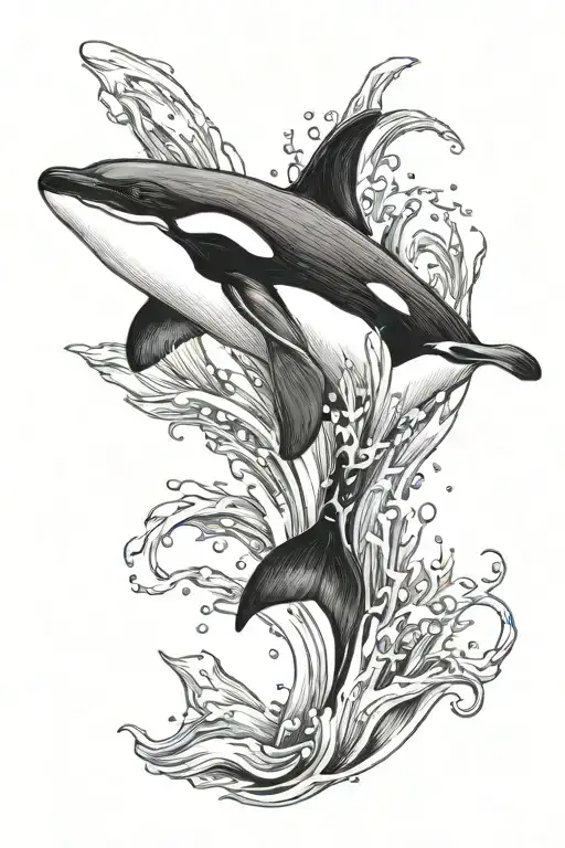 orca black white tattoo design idea