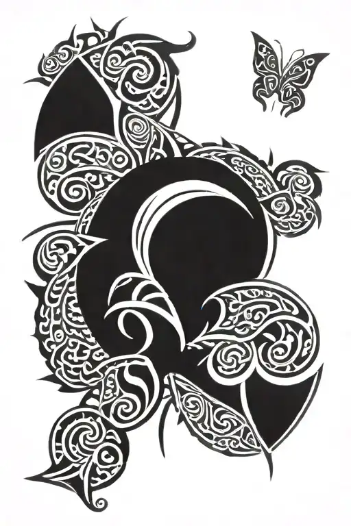 polynesian design and last name written tattoo design idea