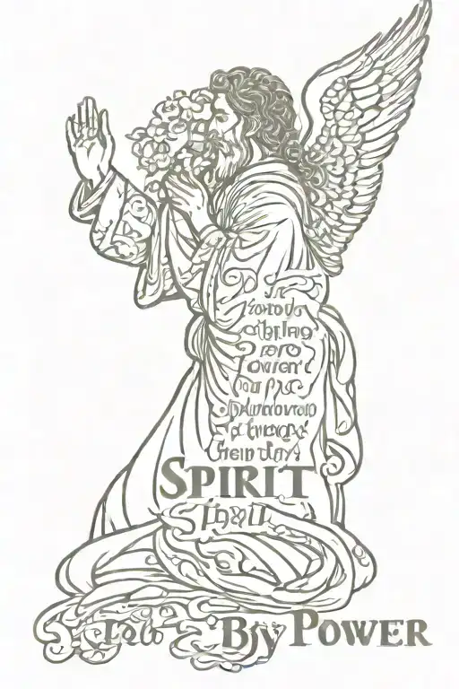 Praying and fighting with the words, 'Not by might nor by power, but by My Spirit, tattoo design idea
