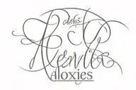 calligraphy of kids names and birthdates: Alexis Marie 08/30/2004 and Lucas Michael 8/13/2013 tattoo design idea