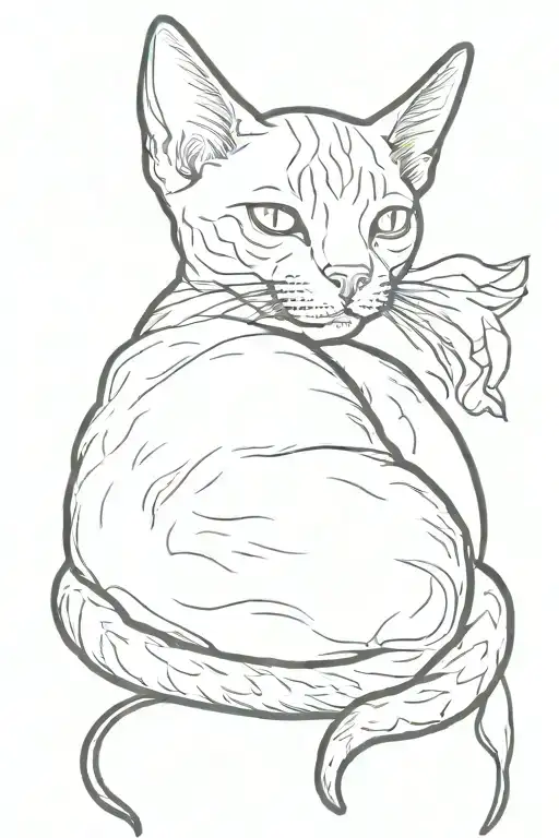 devon rex cat sleeping tattoo design idea