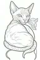 devon rex cat sleeping tattoo design idea