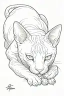 devon rex cat sleeping tattoo design idea