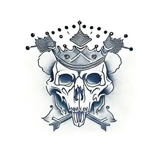 bear skull with a crown tattoo design idea