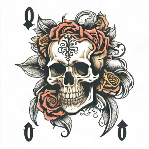 skull playing cards tattoo design idea