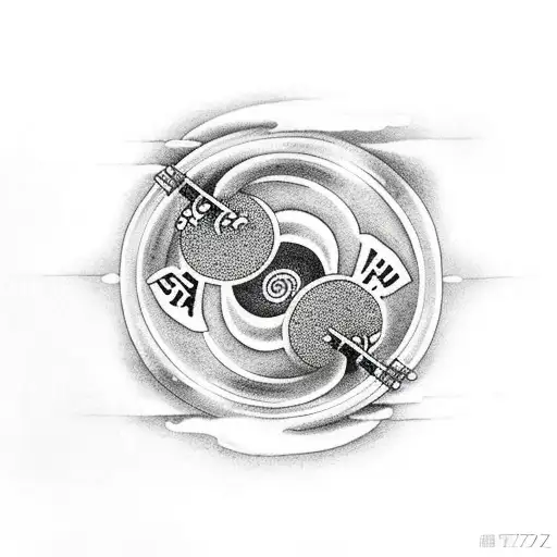 Korean cloud yin yang tattoo design idea