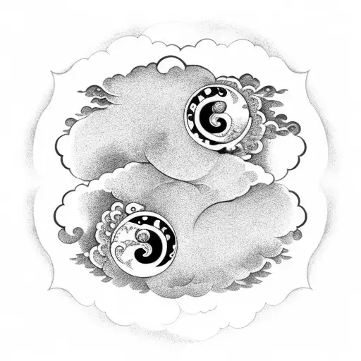 Korean cloud and yin yang tattoo design idea
