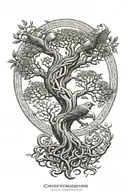 polish falcon Celtic tree of life growing  tattoo design idea