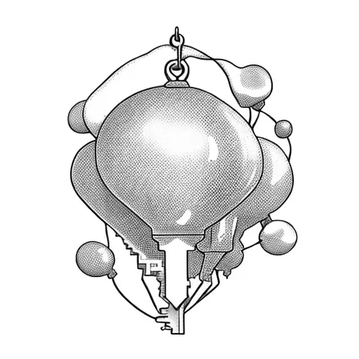 key hanging on 3 black Ballons  tattoo design idea